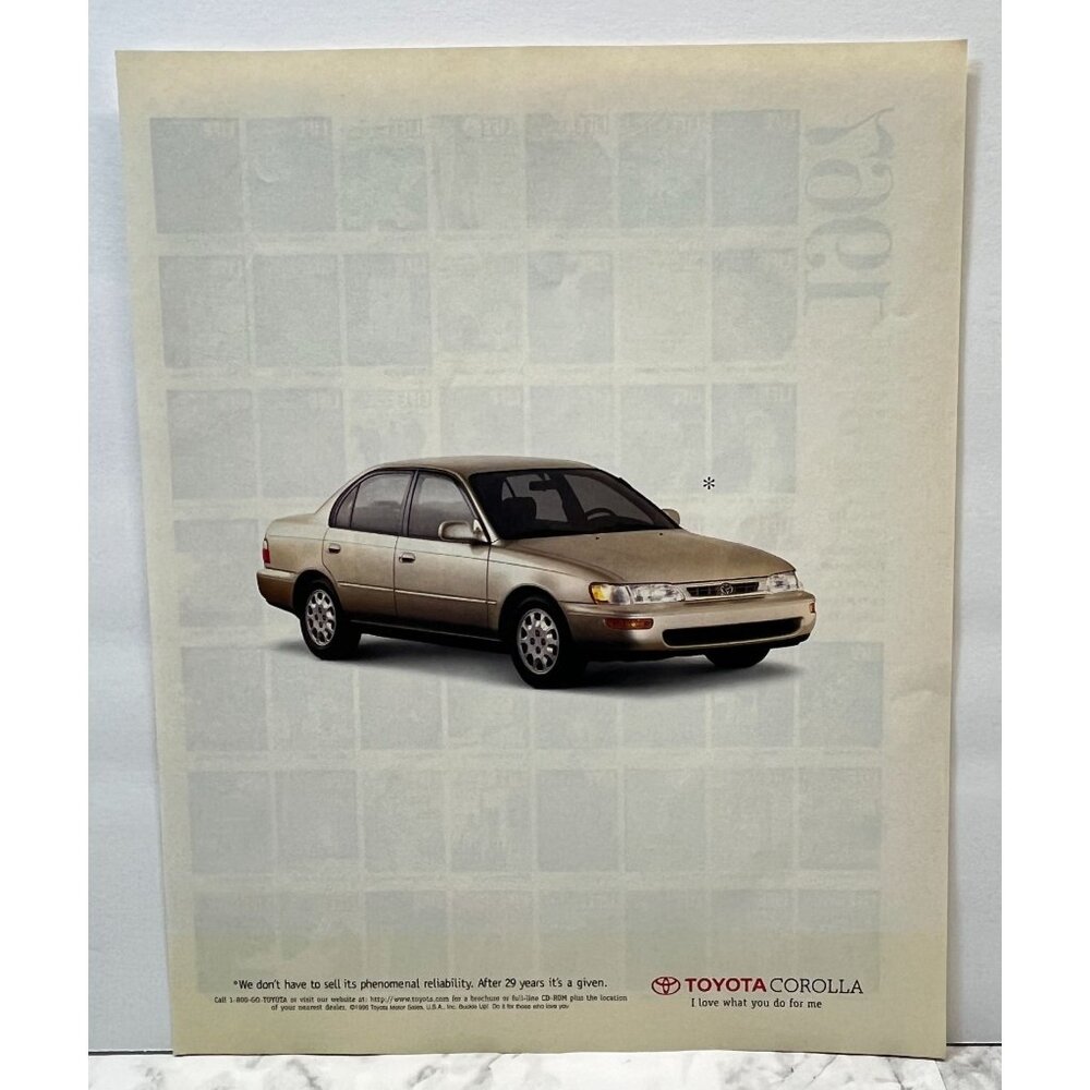 1997 Toyota Corolla Print Ad Vintage 90s Economy Car I Love What You Do For Me